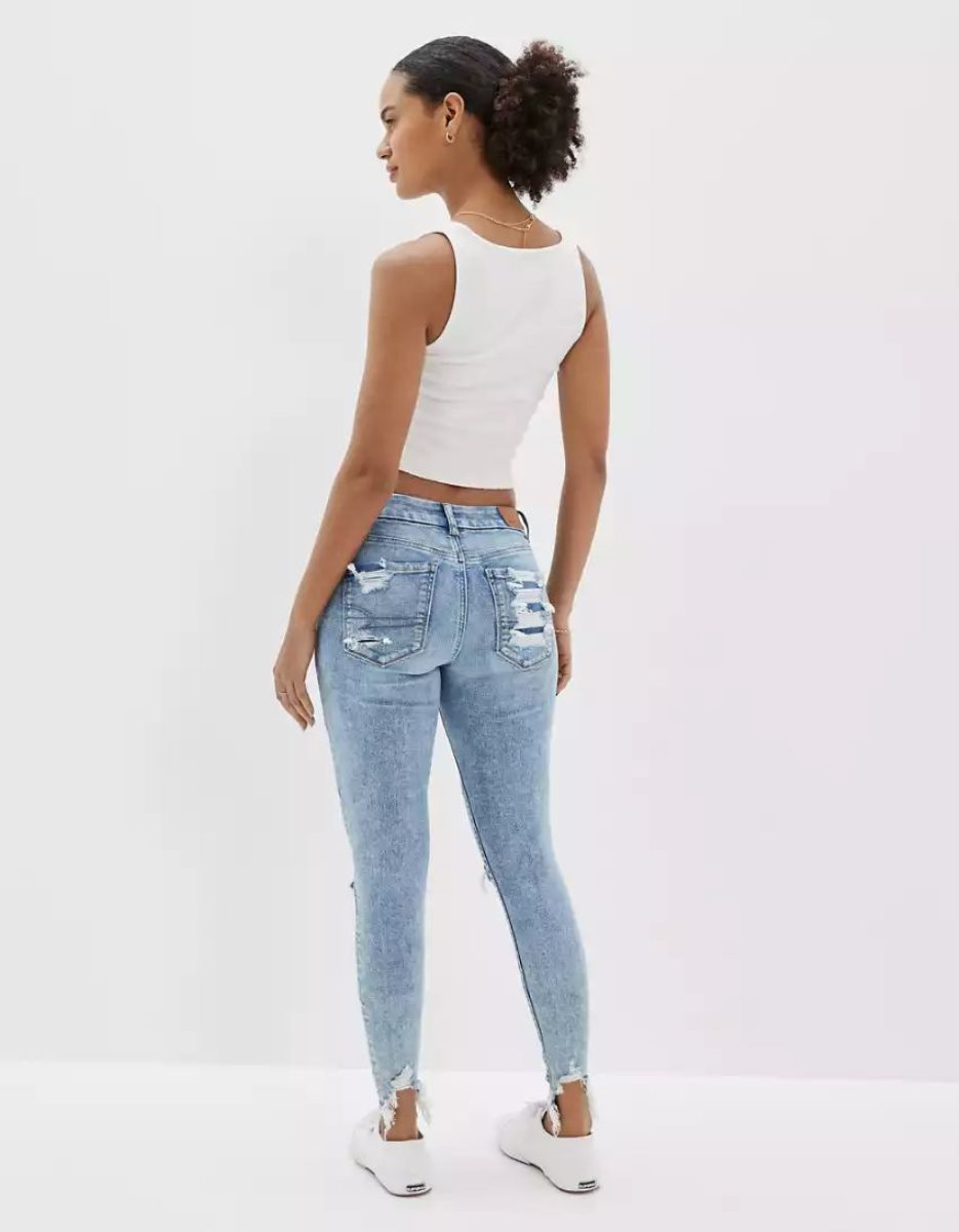 Jean American Eagle AE Ne(x)t Level Ripped Curvy Jegging Multicolore Femme | ZTL-54670344